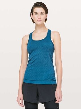 Lululemon Swiftly Tech Racerback CARB/CARB Carbon blue flower design
